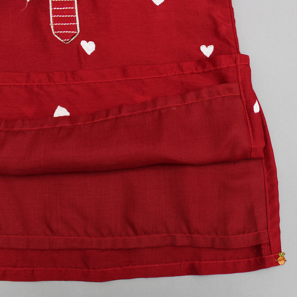 Pre Order: Heart Embroidered Kurta And Pyjama