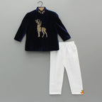Stylish Cut Dana And Beads Embroidered Velvet Sherwani With Pyjama