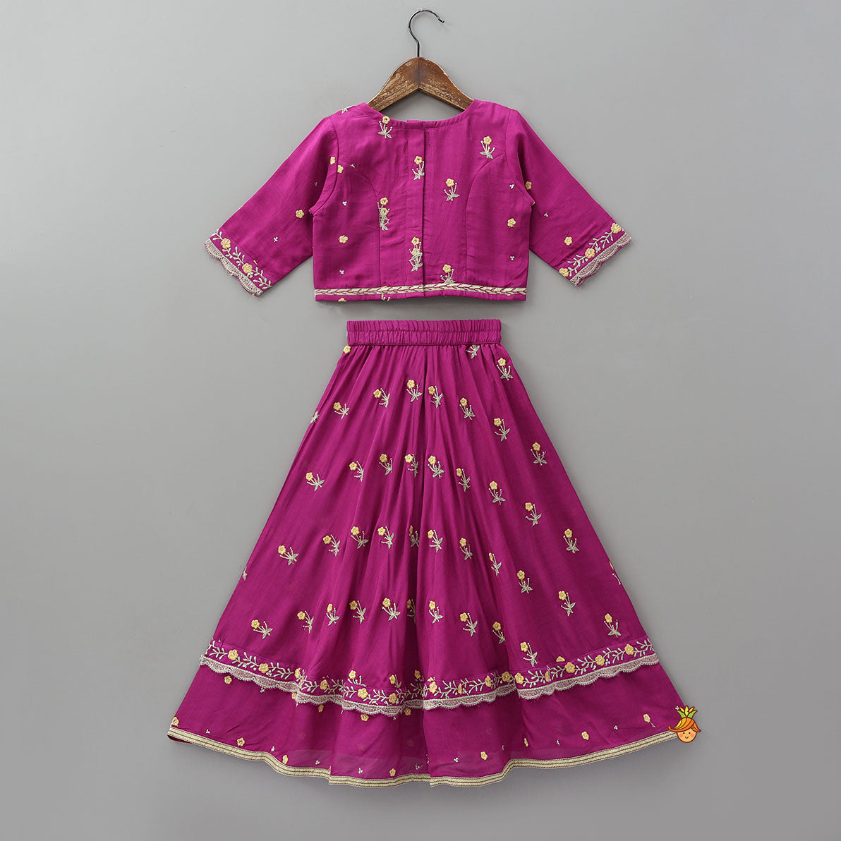Gracefully Thread Embroidered Top And Lehenga