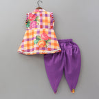 Checkered Printed Top With Dhoti Style Pant