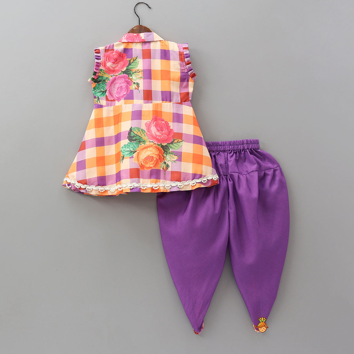 Checkered Printed Top With Dhoti Style Pant