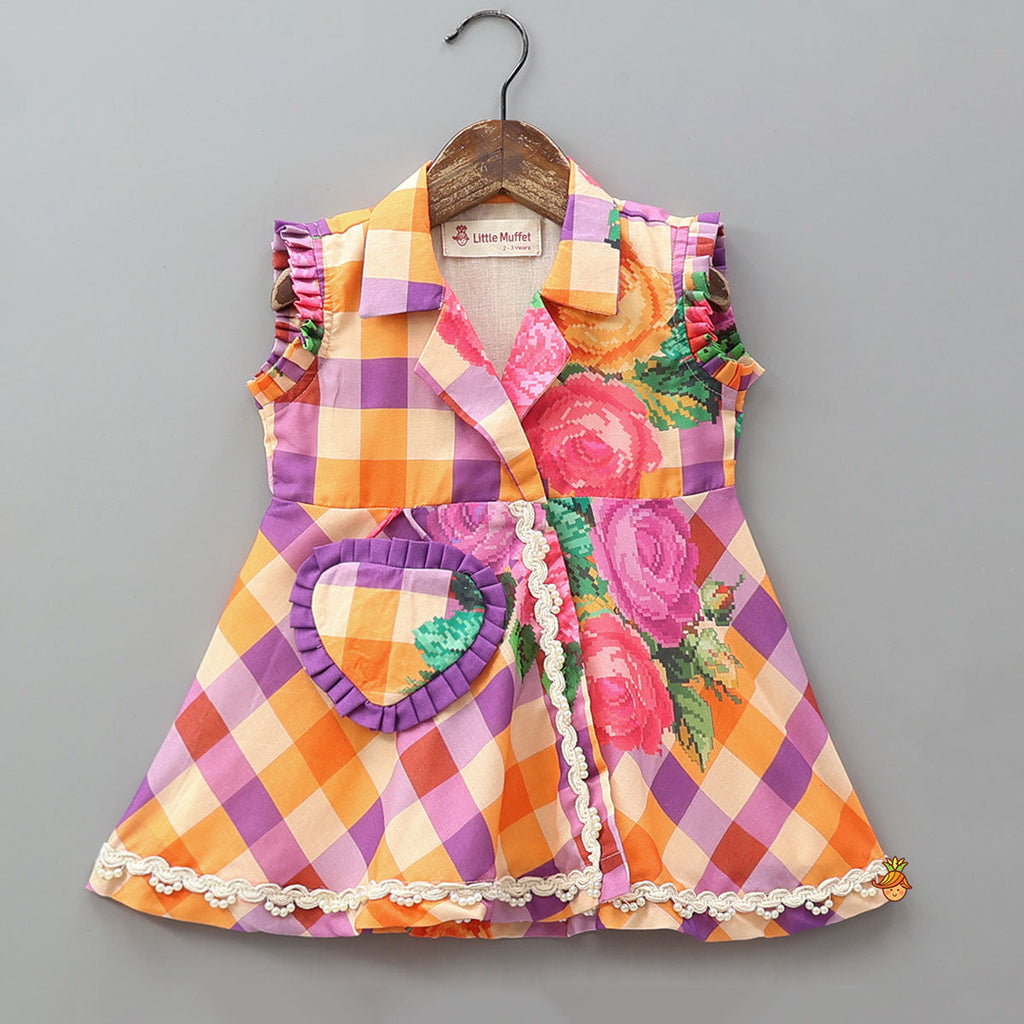 Checkered Printed Top With Dhoti Style Pant