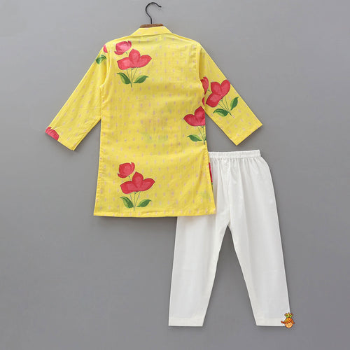 Asymmetric Wrap Style Kurta With Pyjama