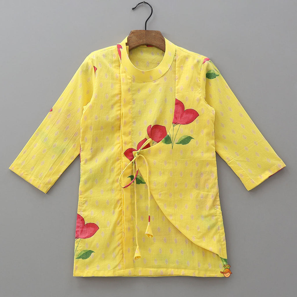 Asymmetric Wrap Style Kurta With Pyjama