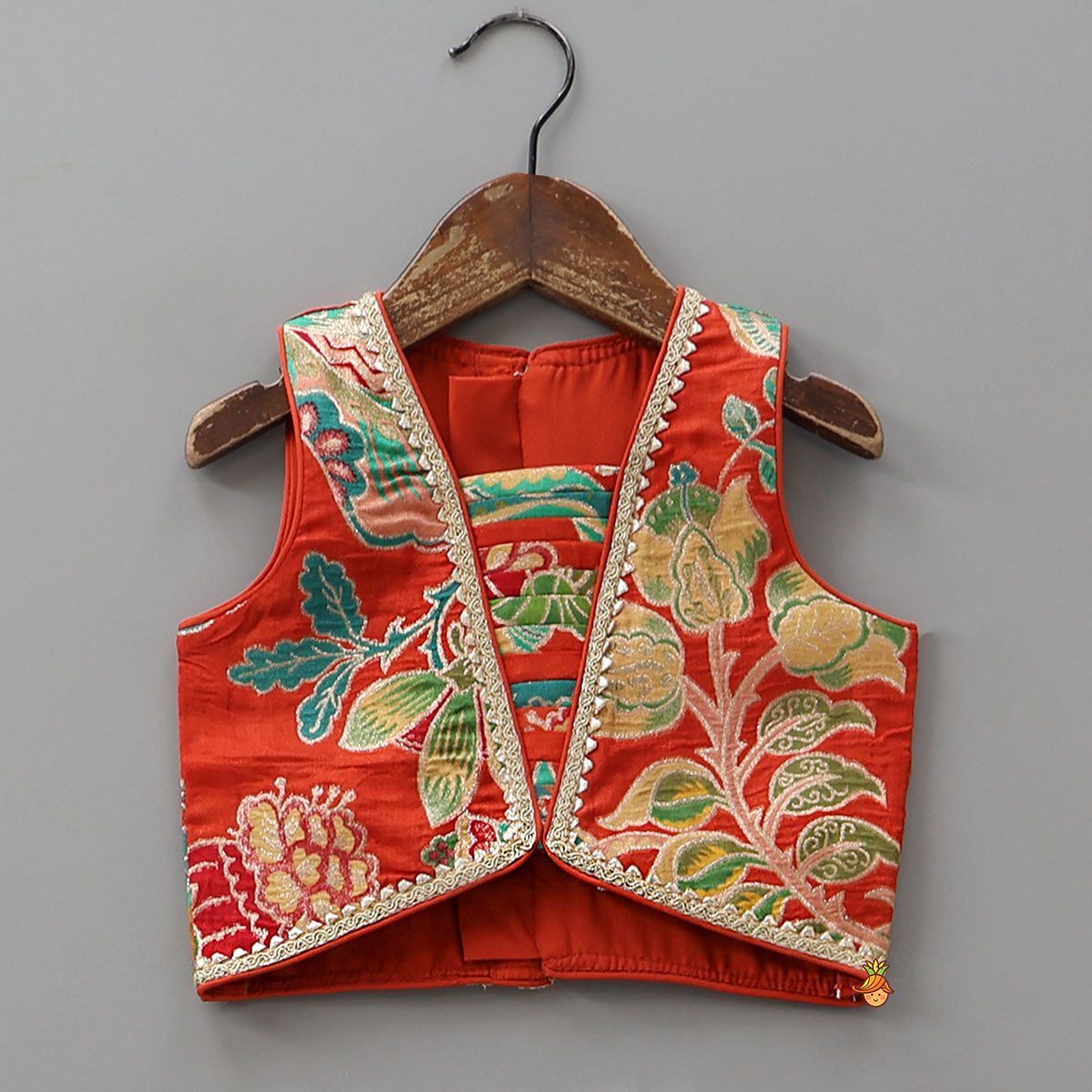 Pleated Yoke Printed Top And Lehenga With Matching Dupatta