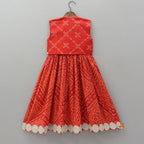 Bandhani Print Lace Detailed Kurti With Jacket