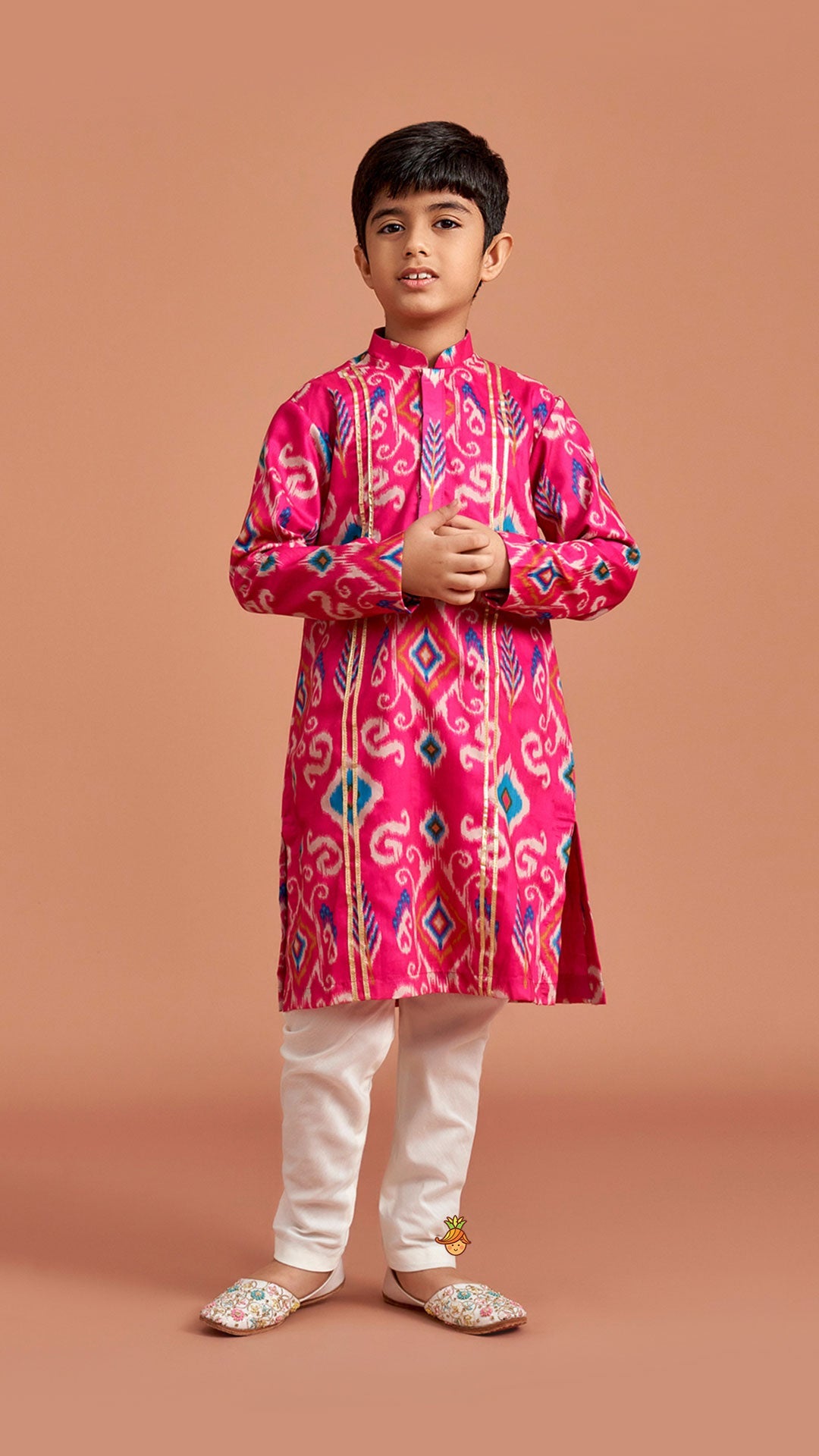 Ikat Printed Kurta With Churidar