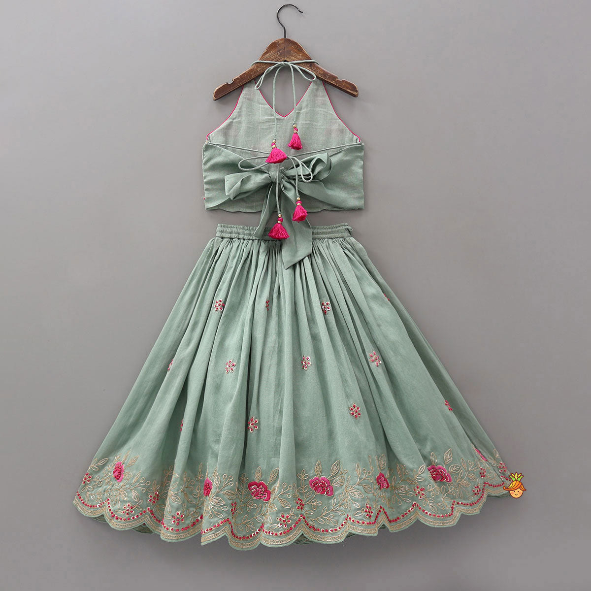 Halter Neck Crop Top And Scalloped Lehenga