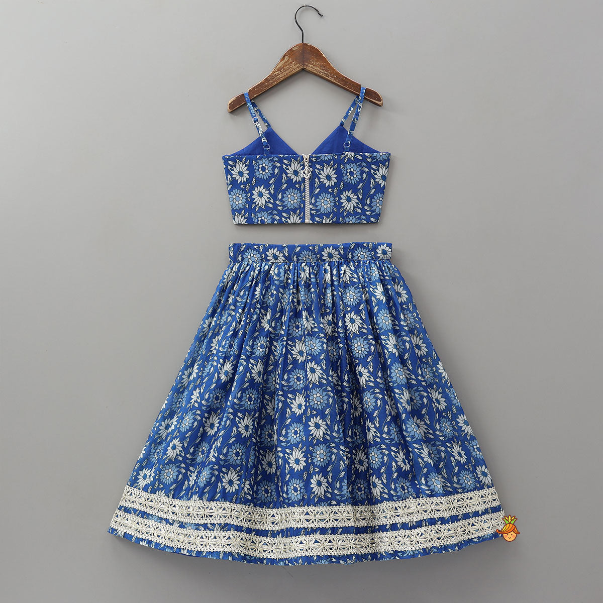 Pre Order: Elegant Adjustable Strappy Crop Top And Lehenga With Dupatta