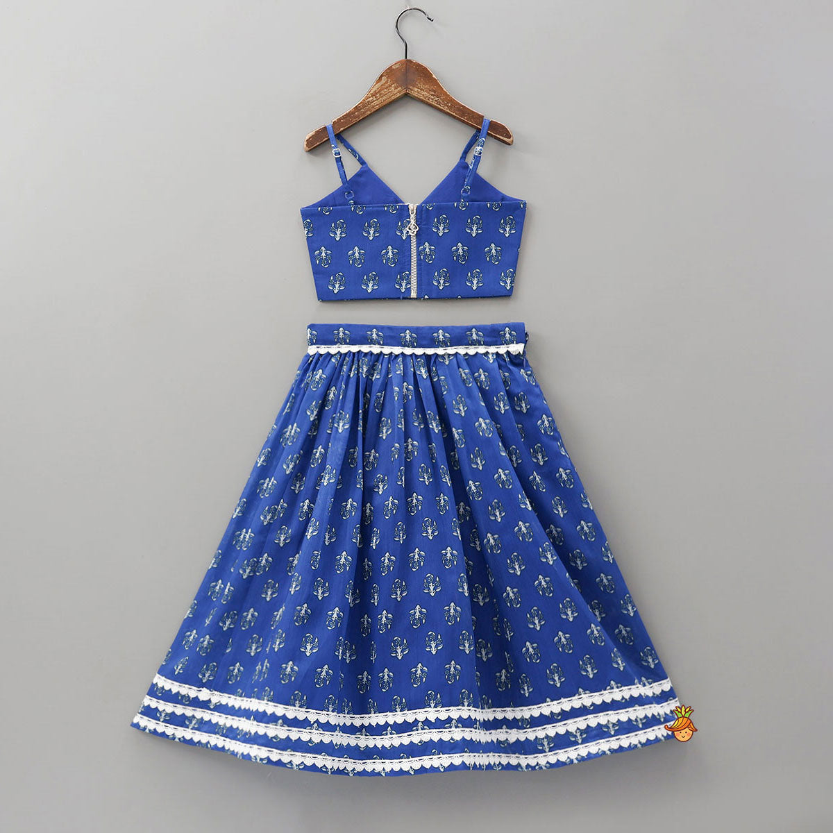 Pre Order: Adjustable Strappy Crop Top And Lehenga With Dupatta