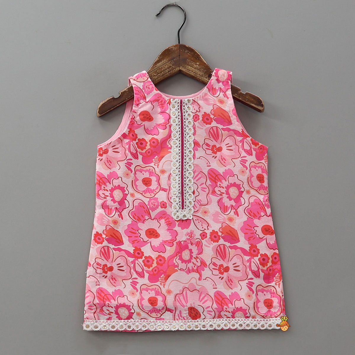 Pre Order: Elegant Floral Printed Kurti And Matching Sharara With Dupatta
