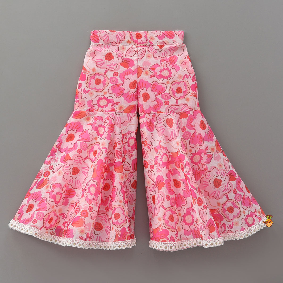 Pre Order: Elegant Floral Printed Kurti And Matching Sharara With Dupatta