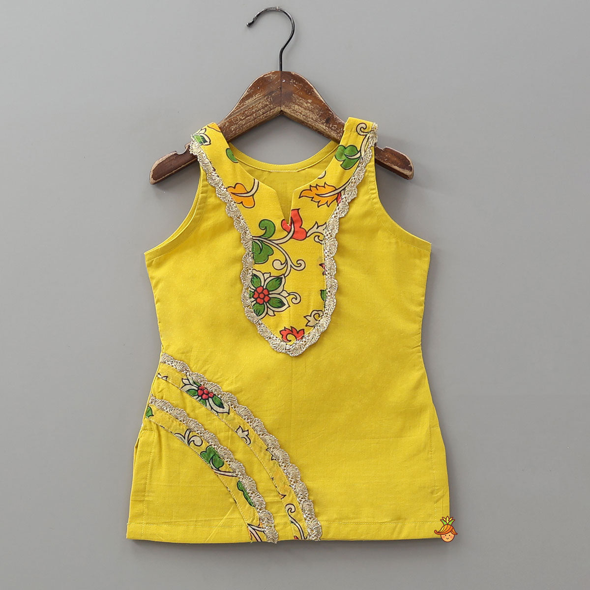 Pre Order: Printed Yoke Kurti And Sharara With Matching Dupatta