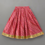 Pre Order: Geometric Mirror Embellished Top With Leheriya Printed Lehenga
