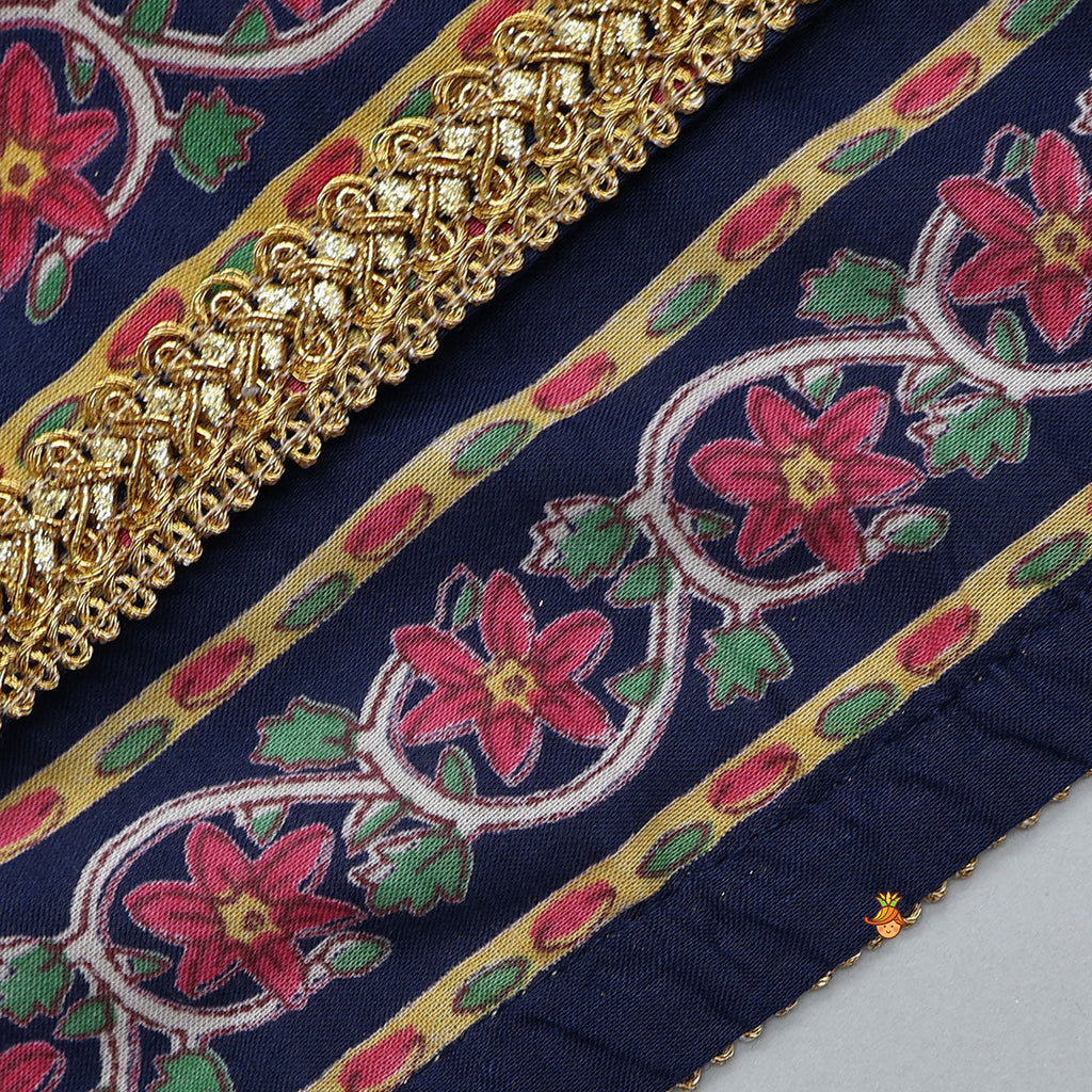 Strappy Crop Top And Matching Lehenga With Dupatta
