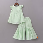 Pre Order: Ruffle Detail Kurti And Sharara With Coordinated Dupatta