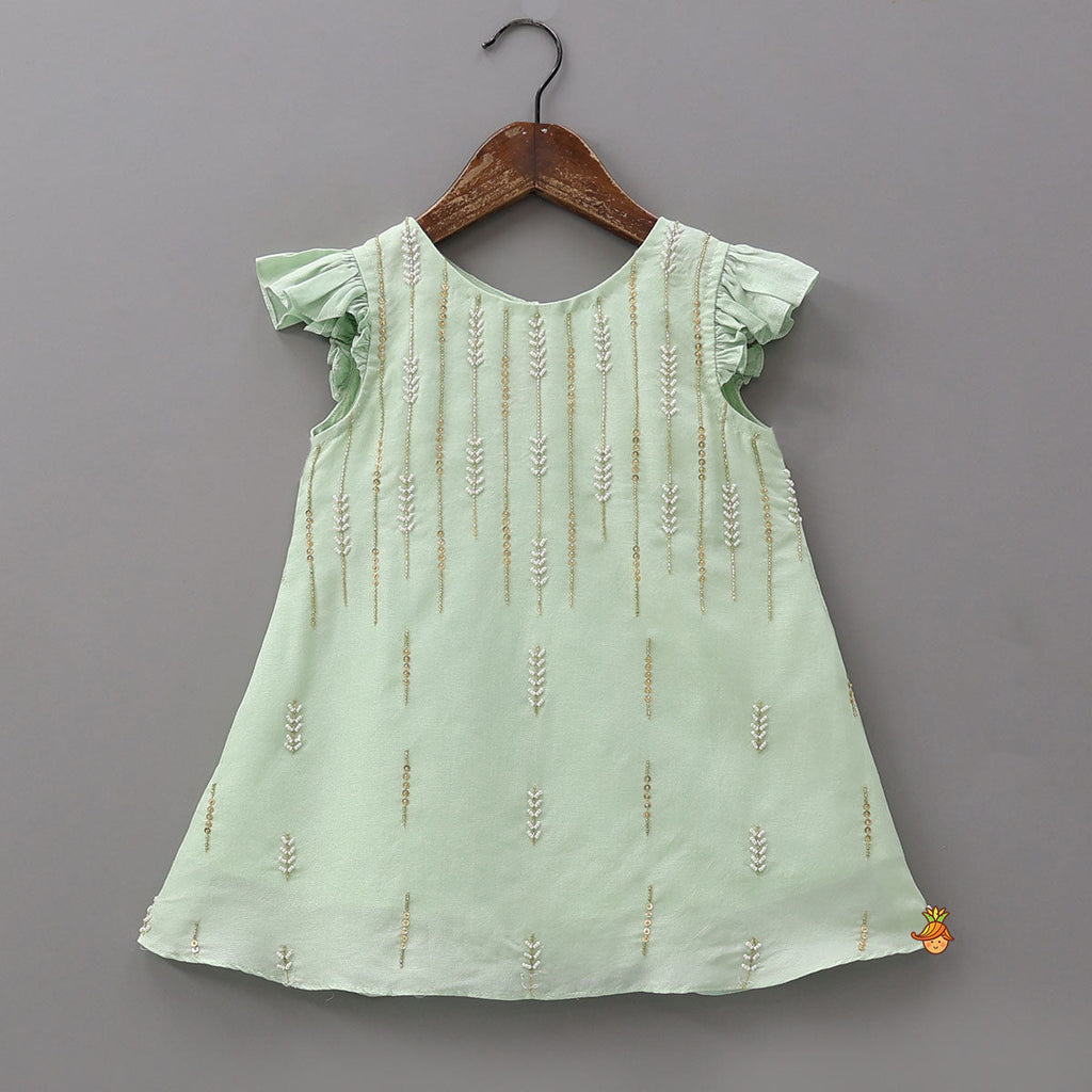 Pre Order: Ruffle Detail Kurti And Sharara With Coordinated Dupatta