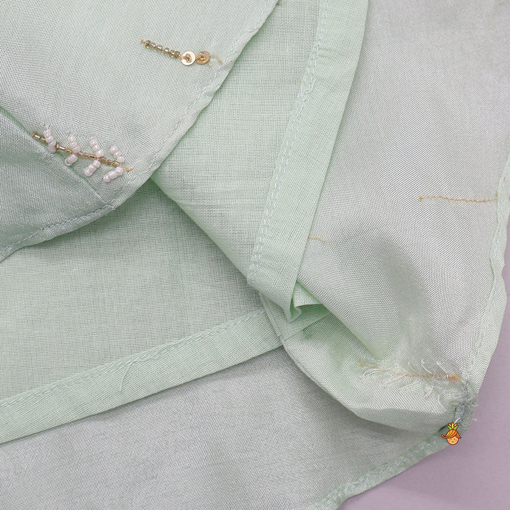 Pre Order: Ruffle Detail Kurti And Sharara With Coordinated Dupatta