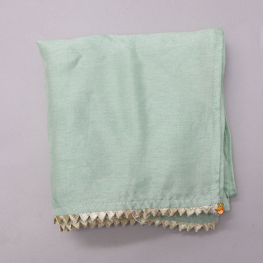 Pre Order: Ruffle Detail Kurti And Sharara With Coordinated Dupatta