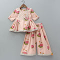 Pre Order: Floral Printed Side Pleated Kurti With Palazzo