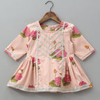 Pre Order: Floral Printed Side Pleated Kurti With Palazzo