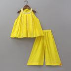 Pre Order: Halter Neck Embellished Kurti And Palazzo