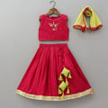 Pre Order: Goddess Durga Embroidered Top And Contrasting Tassel Detail Lehenga With Dupatta