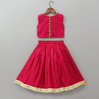 Pre Order: Goddess Durga Embroidered Top And Contrasting Tassel Detail Lehenga With Dupatta