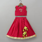 Pre Order: Goddess Durga Embroidered Top And Contrasting Tassel Detail Lehenga With Dupatta