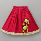 Pre Order: Goddess Durga Embroidered Top And Contrasting Tassel Detail Lehenga With Dupatta