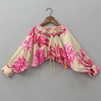 Stylish Sleeved Crop Top And Floral Printed Lehenga
