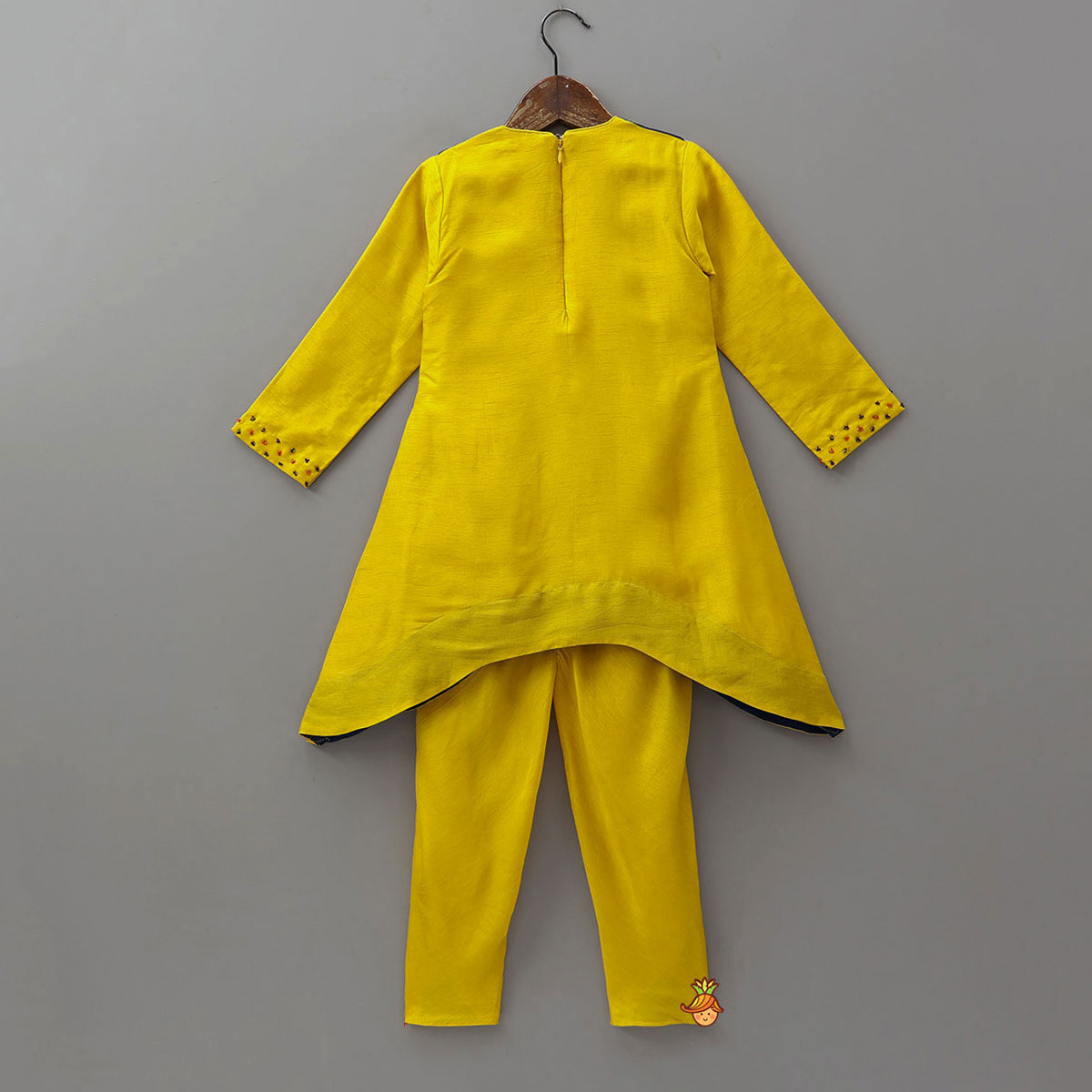 Decorative Yoke Asymmetric Kurti And Dhoti