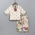 Pre Order: Hand Block Floral Printed Lace Work Kurti And Pant