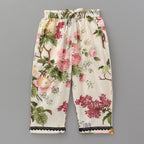 Pre Order: Hand Block Floral Printed Lace Work Kurti And Pant