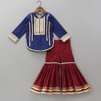 Pre Order: Lace Detailed Curved Hem Beautiful Kurti And Sharara With Dupatta
