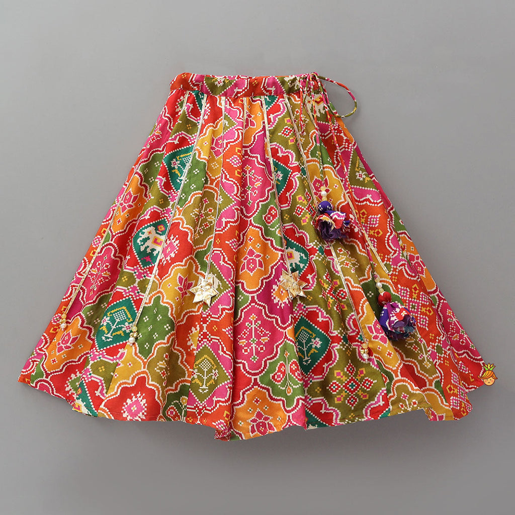 Pre Order: Halter Neck Heavily Embroidered Top And Lehenga With Dupatta And Potli Bag