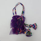 Pre Order: Heavily Embroidered Colourful Top And Lehenga With Potli Bag